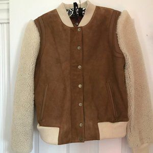 UGG Shearling Leather Brown Bomber Jacket